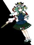  1girl green_hair hat highres komaku_juushoku ribbon rod_of_remorse shiki_eiki short_hair skirt solo touhou 