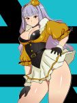  1girl beyond_the_nobles breasts choker cleavage gloves hairband hand_on_hip highres idolmaster kagemusha large_breasts long_hair shijou_takane silver_hair skirt solo thighs 