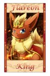  blue_eyes cape character_name crown fire flareon ivan_(ffxazq) pokemon pokemon_(creature) solo 