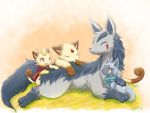  closed_eyes clothed_pokemon ivan_(ffxazq) meowth mightyena no_humans open_mouth persian pokemon pokemon_(creature) poochyena red_eyes smile yellow_eyes 