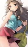  1girl black_eyes black_hair blue_(pokemon) blush breasts hat large_breasts long_hair looking_at_viewer naso4 pokemon pokemon_(game) pokemon_frlg simple_background sketch skirt smile solo white_background 