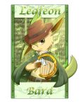  belt brown_eyes cape character_name harp hat instrument ivan_(ffxazq) leaf leafeon leaves pokemon pokemon_(creature) solo 