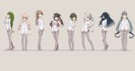  6+girls ahoge asashimo_(kantai_collection) black_hair blue_eyes brown_hair cassandra_(seishun_katsu_sando) glasses green_hair grey_hair hair_over_one_eye hayashimo_(kantai_collection) highres kantai_collection kazagumo_(kantai_collection) kiyoshimo_(kantai_collection) long_hair makigumo_(kantai_collection) multicolored_hair multiple_girls naganami_(kantai_collection) pantyhose pink_hair ponytail shirt tagme takanami_(kantai_collection) twintails yuugumo_(kantai_collection) 