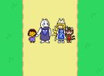  3girls androgynous animated animated_gif blonde_hair brown_eyes brown_hair chen crossover frisk_(undertale) hat holding_hands horrorship multiple_girls multiple_tails smile tail toriel touhou two_tails undertale walking yakumo_ran yellow_eyes 