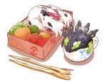  alternate_color azuma_minatsu broccoli chopsticks cup food in_container in_cup katsu_(food) no_humans obentou poke_ball pokemon pokemon_(creature) pokemon_(game) pokemon_xy rice salad sausage shiny_pokemon steam tomato xerneas yveltal zygarde 