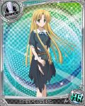  1girl asia_argento bishop_(chess) blonde_hair card_(medium) character_name chess_piece dress green_dress green_eyes high_school_dxd long_hair looking_at_viewer solo torn_clothes 