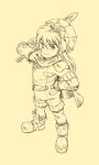  1boy grandia grandia_i hat justin_(grandia) kow_(k.) long_hair monochrome smile solo sword weapon 