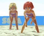  2girls beach burning_rangers multiple_girls sega short_hair swimsuit volleyball 