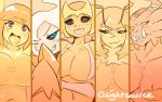  5girls antennae artist_name black_sclera blue_eyes breasts cleavage commentary_request darkrai fangs flanny_(lightsource) giratina goo_girl grin huge_breasts lightsource monster_girl multiple_girls navel open_mouth original pokemon red_eyes smile spot_color tagme white_hair yellow 