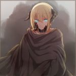  1girl blonde_hair blue_eyes cloak collar dragon_girl dragon_horns edna_(tales) horns naked_cloak scales short_hair slit_pupils solo tales_of_(series) tales_of_zestiria tusia what_if 