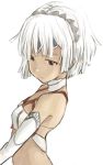  1girl artist_request attila_(fate/grand_order) brown_eyes elbow_gloves fate/grand_order fate_(series) gloves hairband short_hair solo tagme tan_skin upper_body white_background white_hair 