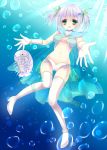  1girl absurdres bubble gloves green_eyes highres isopod kohinata_hoshimi original short_hair silver_hair solo twintails underwater white_gloves 