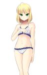  1girl bikini blonde_hair boa_(4chan) fate/stay_night fate_(series) green_eyes highres saber short_hair standing swimsuit 