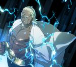  1boy a_(naruto) abs beard blonde_hair dark_skin electricity facial_hair mustache naruto naruto_shippuuden oukakumaku shirtless solo 