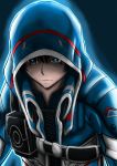  1boy blue_eyes fidel_camuze hoodie male_focus no.08_(hachi) serious short_hair solo star_ocean star_ocean_integrity_and_faithlessness 