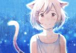  1girl animal_ears brown_eyes cat_ears hanekawa_tsubasa monogatari_(series) short_hair smile tears white_hair yuu_(plasm) 