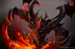  absurdres artist_name claws defense_of_the_ancients demon demon_wings dota_2 edwin_(cyberdark_impacts) english glowing glowing_eyes highres horns nevermore_(dota_2) no_humans red_eyes simple_background solo text wings 