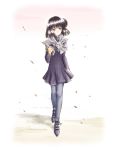  1girl bishoujo_senshi_sailor_moon black_hair black_legwear black_skirt book flower hino_ryutaro pantyhose rose shawl shoes short_hair skirt smile solo standing tomoe_hotaru violet_eyes white_background white_rose 