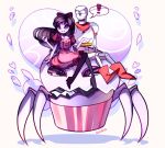  ! 1boy 1girl alternate_costume alternate_hair_length alternate_hairstyle armor dress extra_eyes heart insect_girl monster muffet multiple_arms papyrus_(undertale) rotodisk scarf simple_background skeleton tagme undertale 