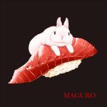  animal black_background food no_humans original p-f_lilac rabbit rice sashimi simple_background sushi 