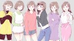  6+girls :d bangs blue_eyes braid brown_eyes brown_hair casual choromatsu closed_mouth collarbone collared_shirt crossed_arms denim genderswap green_eyes green_shirt grey_background grey_eyes hair_over_shoulder hands_on_another&#039;s_shoulders hands_together head_tilt holding hood_down hoodie ichimatsu interlocked_fingers jacket jeans jewelry jyushimatsu karamatsu lineup long_hair long_skirt looking_at_viewer mask multiple_girls open_mouth osomatsu-kun osomatsu-san osomatsu_(osomatsu-kun) panties pants parted_lips pencil_skirt pendant red_eyes sextuplets shirt short_over_long_sleeves shorts siblings simple_background single_braid sisters skirt sleeves_past_wrists smile standing sunglasses sunglasses_on_head swept_bangs syaketosyake teeth todomatsu tongue underwear violet_eyes white_shirt 