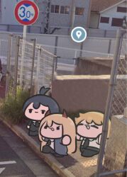 1girl chainsaw_man google_maps long_hair meme multiple_boys power_(chainsaw_man) short_hair