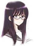 1girl :o black_hair glasses grey_eyes himawari-san himawari-san_(character) long_hair official_art school_uniform serafuku signature solo sugano_manami 
