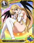  1girl ahoge asia_argento bishop_(chess) blonde_hair breasts card_(medium) character_name chess_piece demon_wings green_eyes high_school_dxd long_hair looking_at_viewer navel open_mouth sideboob solo white_legwear wings 