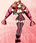  breasts cleavage garters hat lipstick long_hair makeup mecha mecha_musume pink_eyes pink_hair ratchet_(thousand_arms) thigh-highs thousand_arms white_skin 