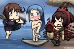  4girls birth_of_venus commentary_request dated embarrassed fine_art_parody furutaka_(kantai_collection) hamu_koutarou ise_(kantai_collection) kako_(kantai_collection) kantai_collection multiple_girls parody samidare_(kantai_collection) tagme 