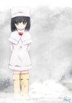  1girl black_hair blue_eyes hat highres kem_kem looking_at_viewer original short_hair smile solo winter_clothes 