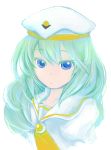  1girl alice_carroll aria blue_eyes foq&#039;n_roll green_hair hat long_hair simple_background solo white_background 