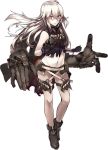  1girl boots choker destroyer_water_oni gloves kantai_collection long_hair official_art pale_skin red_eyes ribbon shinkaisei-kan solo transparent_background white_hair 
