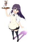 1girl highres homura_shinji long_hair parfait purple_hair standing thigh-highs tray violet_eyes waitress working!! yamada_aoi 
