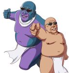  1boy fat fat_man fundoshi hentai_kuso_oyaji japanese_clothes jojo_no_kimyou_na_bouken kuujou_joutarou meme missing_tooth old_man parody pose smirk stand_(jojo) star_platinum sunglasses takahirokun 