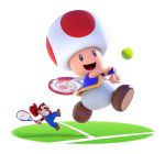  2boys 3d camelot_(company) mario super_mario_bros. mario_tennis mario_tennis:_ultra_smash multiple_boys nintendo official_art size_difference super_mario_bros. tagme tennis_racket toad 