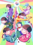  6+boys ;) backpack bag bald baseball bouquet brothers brown_hair cat cat_food cellphone choromatsu closed_eyes dekapan denim finger_gun flower glowstick hands_in_pockets hat hoodie ichimatsu jacket jeans jyushimatsu karamatsu letter machiyaki male_focus multicolored_background multiple_boys necktie one_eye_closed osomatsu-kun osomatsu-san osomatsu_(osomatsu-kun) pants phone porkpie_hat sextuplets shirtless shorts siblings sleeves_past_wrists slippers smartphone smile todomatsu 