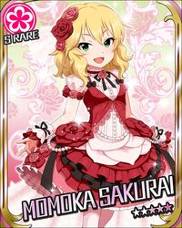  blonde_hair blush character_name dress green_eyes idolmaster idolmaster_cinderella_girls sakurai_momoka short_hair stars 