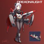 1girl command_and_conquer command_and_conquer:_red_alert_2 gloves langbazi mecha_musume midriff military military_uniform pantyhose personification red_eyes shorts silver_hair solo uniform