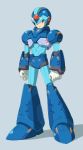  1boy android clenched_hands green_eyes highres male_focus nekomamire rockman rockman_x simple_background solo standing x_(rockman) 