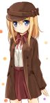  1girl blonde_hair blue_eyes coat hat miniskirt original short_hair skirt smile solo trench_coat yuuhagi_(amaretto-no-natsu) 