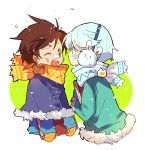  2boys animal_earmuffs blowing earmuffs male_focus mikleo_(tales) multiple_boys scarf snow sorey_(tales) tales_of_(series) tales_of_zestiria winter_clothes yanzhan younger 