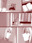  1boy 2girls ahoge amazon_(taitaitaira) comic glasses kamishirasawa_keine monochrome morichika_rinnosuke multiple_girls short_hair tokiko_(touhou) touhou translation_request 