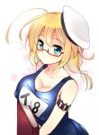  1girl blonde_hair blue_eyes glasses hat i-8_(kantai_collection) kantai_collection long_hair school_swimsuit shirogane_rio_(artist) solo swimsuit twintails 