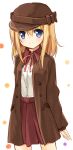  1girl blonde_hair blue_eyes coat hat looking_at_viewer open_clothes original short_hair skirt smile solo trench_coat yuuhagi_(amaretto-no-natsu) 