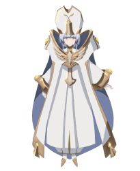  1girl anime_coloring arcana_(maou_gakuin) blue_gemstone cloak forehead_jewel full_body gem grey_hair hat looking_at_viewer low-tied_sidelocks maou_gakuin_no_futekigousha official_art open_hand robe sash shoes short_hair sidelocks simple_background solo standing transparent_background white_cloak white_hat white_robe white_sash white_shoes yamayoshi_kazuyuki yellow_eyes 