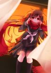  blush brown_hair crying kagerou_project long_hair red_eyes scarf seifuku tateyama_ayano 