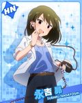  &gt;_&lt; blush character_name green_hair idolmaster idolmaster_million_live! music_player nagayoshi_subaru red_eyes short_hair 