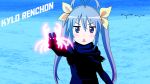  ahoge blush crab crossover energy_sword highres lightsaber long_hair miyauchi_renge non_non_biyori outdoors quakeulf_(artist) renchon sword weapon winter 