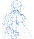  ... breasts eyepatch highres long_hair monochrome sakiyo_cake simple_background sketch solo white_background 